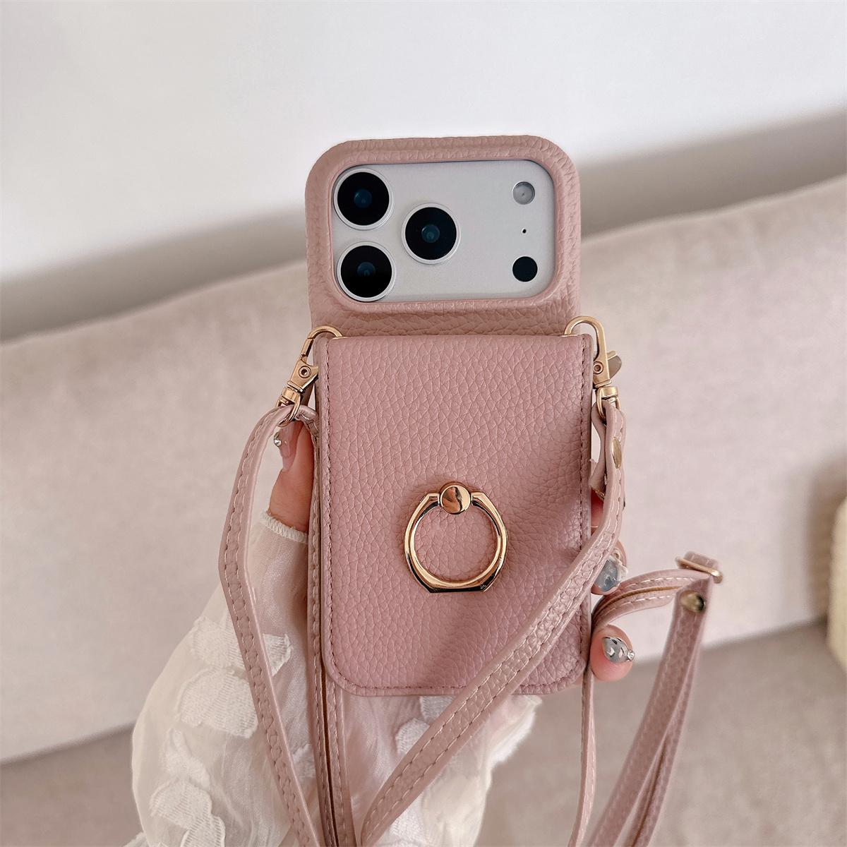 Crossbody Lanyard met Ring Kaa - Leather Wallet Card Holder Phone Cover recensie en prijs