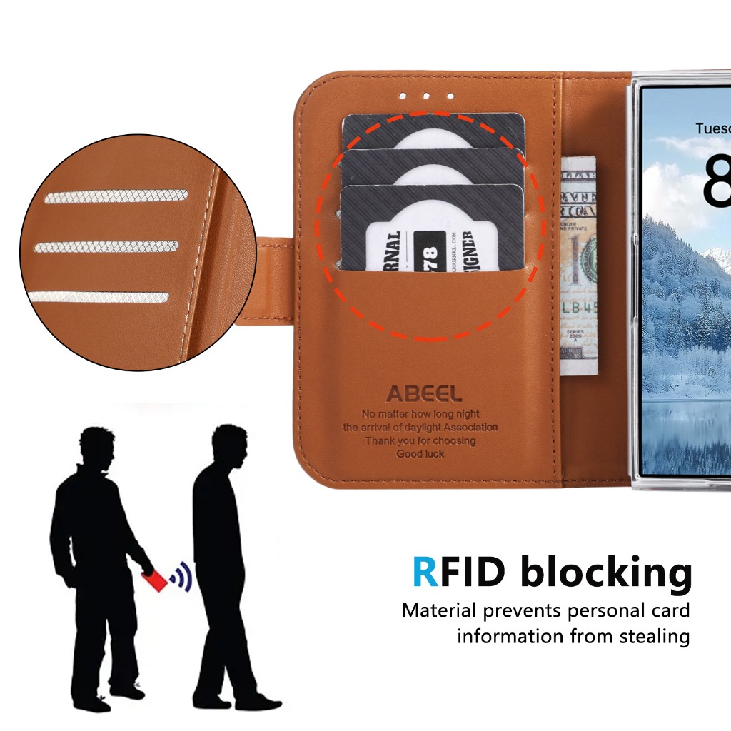 RFID-beschermende kaarthouder, - Leather Wallet Card Holder Phone Cover recensie en prijs